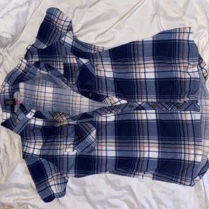 Button up plaid tee